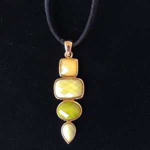 Lia Sophia Green Crystal Pendant Necklace